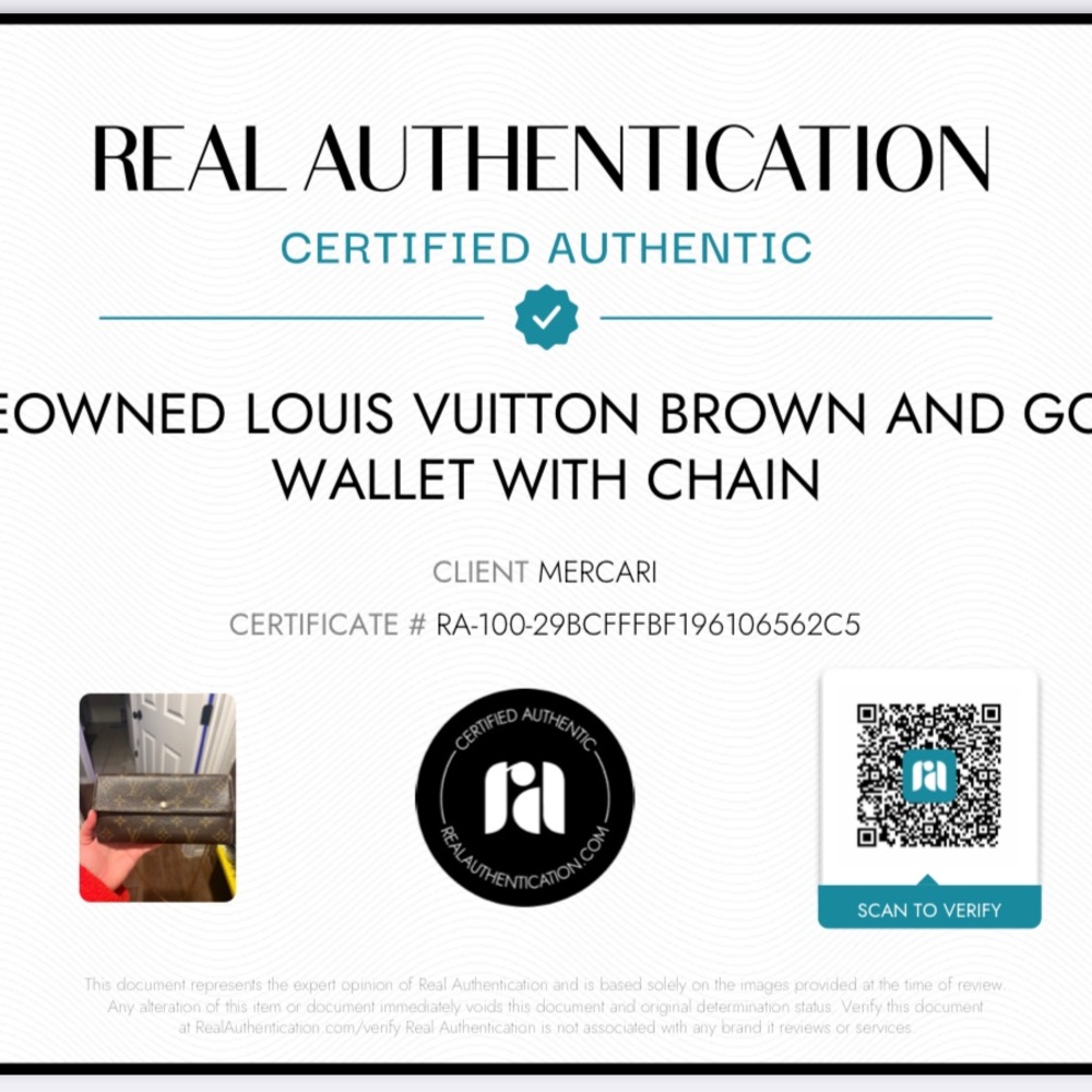 Louis Vuitton Brown and Gold Wallet with off brand Chain - Picture 17 of 17